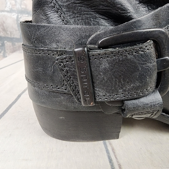 Spiral Leather Slouchy Biker Cowboy Boot Adjustable Harness Black Size 39 - Picture 4 of 12